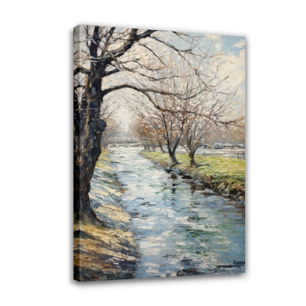 

Forbeauty Dry Tree Grassland Stream Framed Gallery Canvas Painting Colorful Vase Antique For Home Decoration