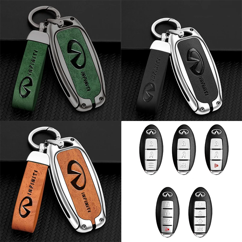 

Car Key Case Cover Zinc Alloy Leather Key Cover For Infiniti Q30 QX56 Q70L QX4 Q45 Q60 QX60 Q50 JX FX M35h QX FX50 FX37 EX37