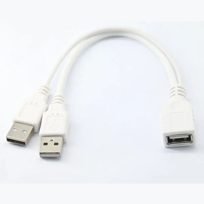 

CY Chenyang USB 2.0 Female to Dual A Male Extra Power Data Y Extension Cable for 2.5" Mobile Hard Disk White