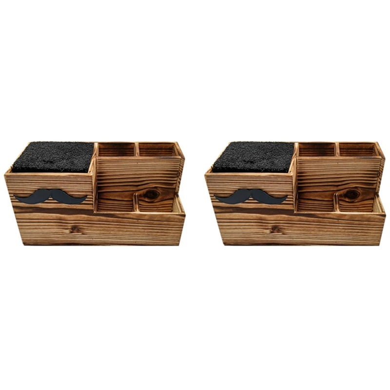 

2X Wood Hairdressing Tool Box Hair Salon Shear Holder Hair Cutting Scissors Rack Storage Container Barber Tools Holder