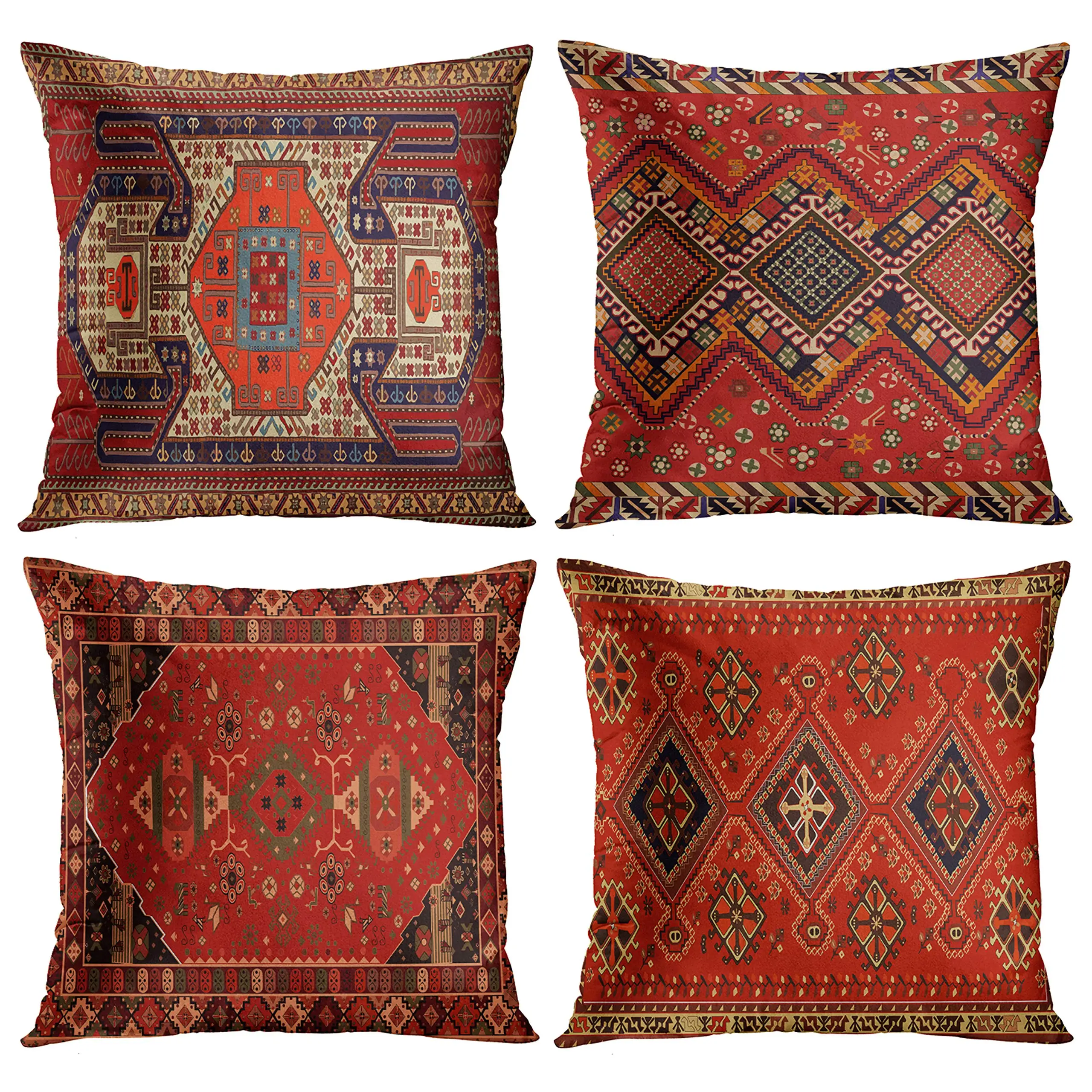 

Red Moroccan ethnic style short plush pillowcase sofa cushion cover home decoration can be customized for you 40x40 50x50 60x60