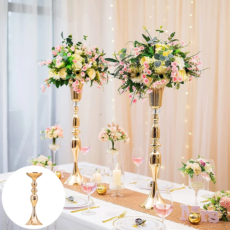 

Flower Metal Candlestick Vase Stand Column Candlestick Table Centerpiece Event Flower Rack Road Lead Wedding Flower Rack Decor