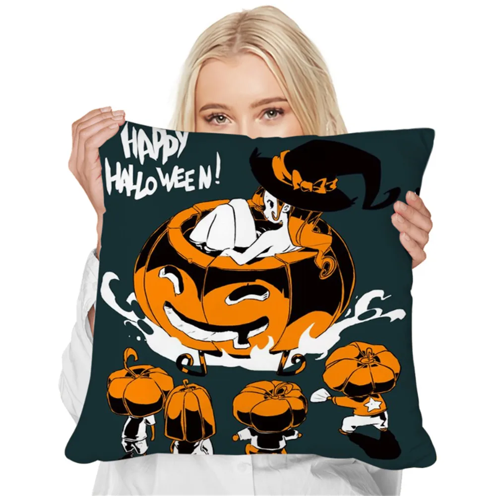 

CLOOCL Happy Halloween Cushion Cover Pumpkin Witch Bath 3D Printed Pillow Cover for Sofa Festival Home Deco Dropshipping