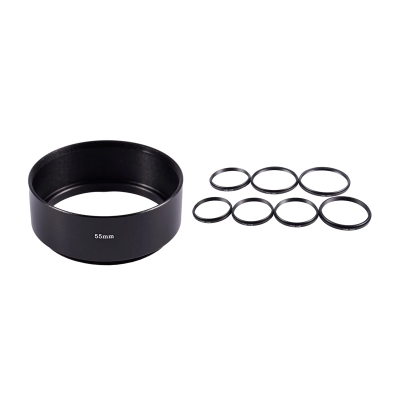 

1 Set 7 Filter Adapter Camera Lens Filter Ring Adapter Set & 1 Pcs Screw In Mount Camera Metal Lens Hood