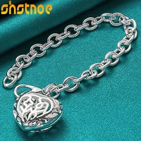 925 sterling silver hollow heart pendant bracelet for women party engagement wedding birthday gift fashion charm jewelry