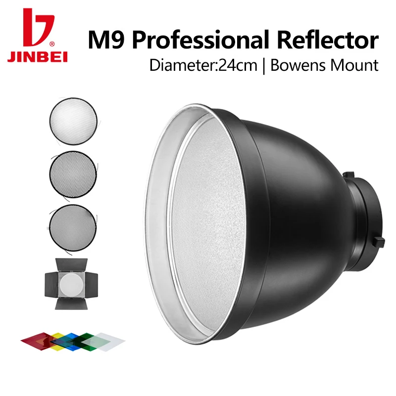 

JINBEI M9 9inch 24cm Professional Reflector Diffuser With Honeycomb Grid Barndoor Bowens Mount Photography Equipment For Flash