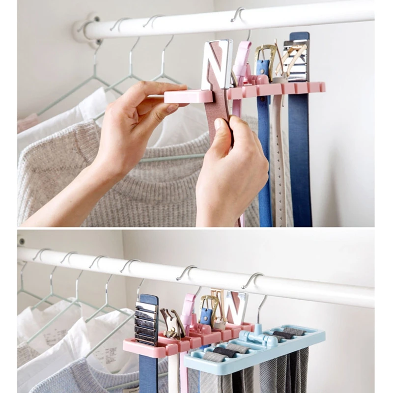 Storage Organizer Rack Tie Belt Space Saver Rotating Hanger Holder Bathroom Cabinets Clothes Rack Towel Holder images - 6