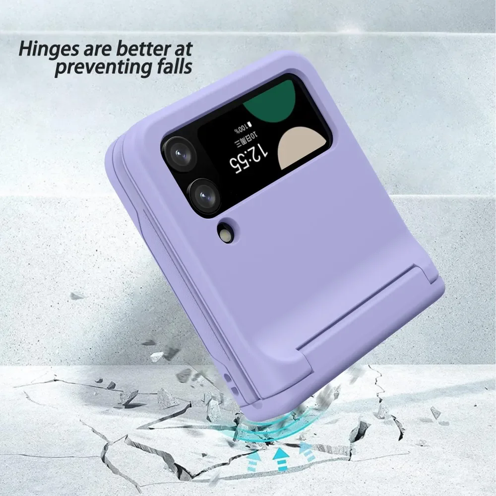 Чехол для Samsung Galaxy Z Flip 4 5 карман карт матовый приятный кожи с шарнирами