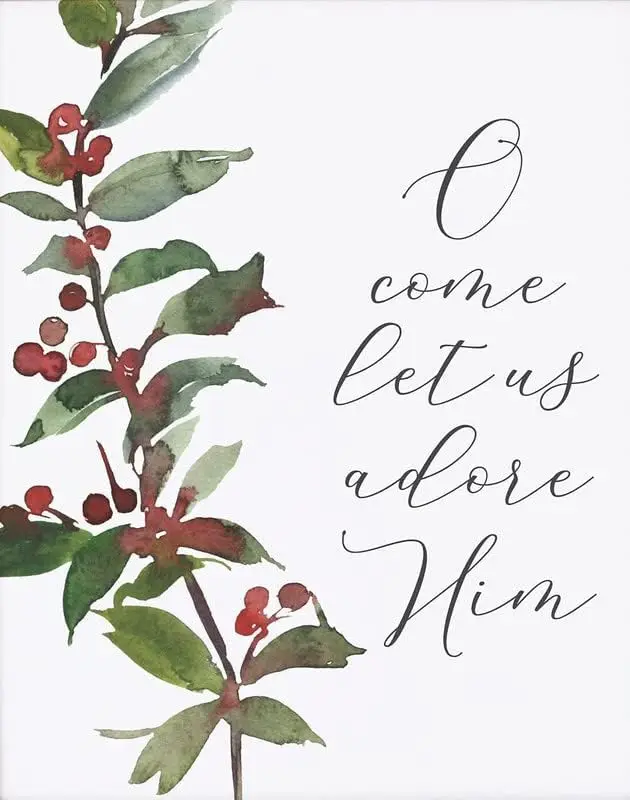 Come Let Us Adore Him Sign Christmas Holly Ivy Farmhouse O All Ye Faithful Tin Signs Vuntage Kitchen 6X8 Inc