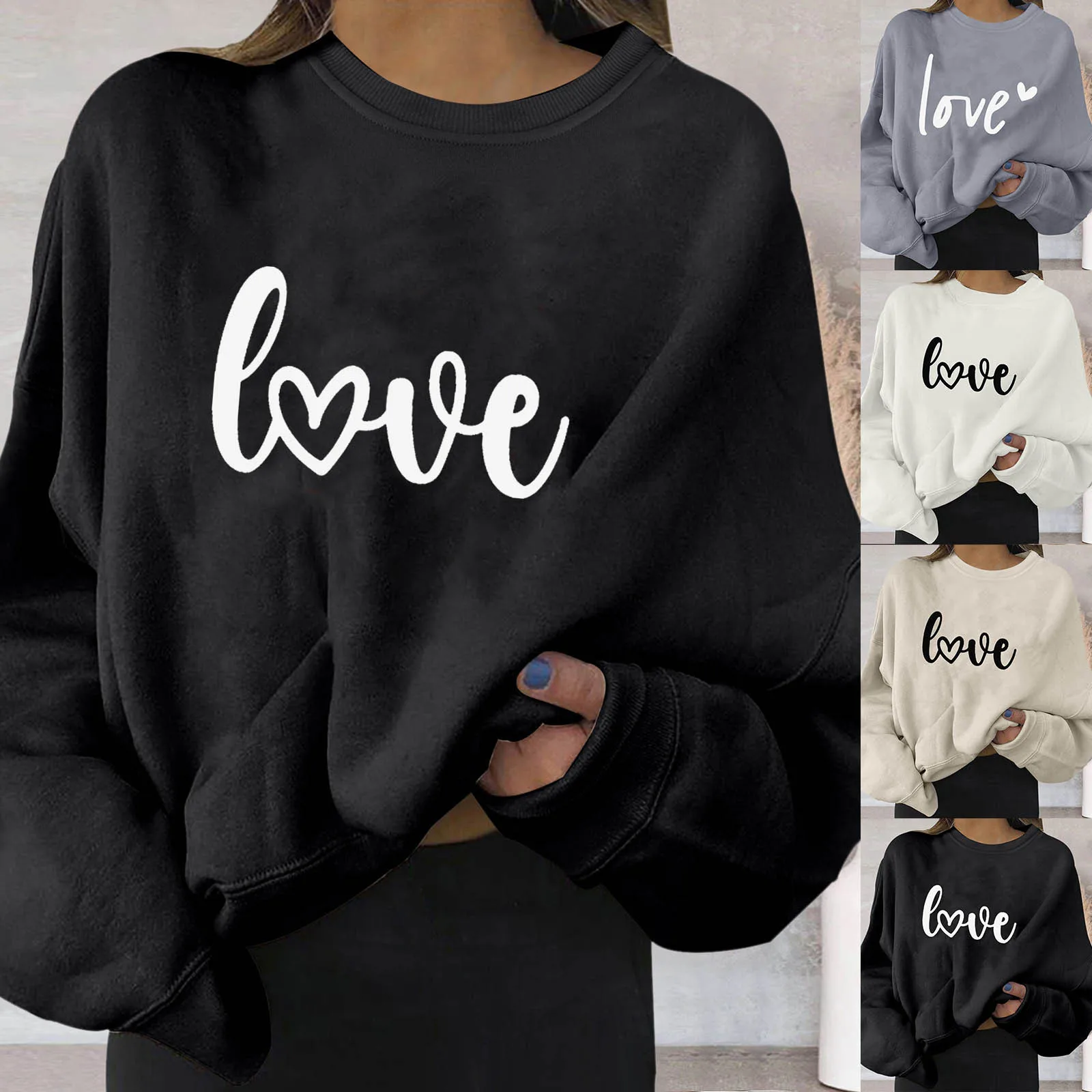 

Women Valentine's Day Print Graphic Sweatshirt Casual Round Neck Pullover Loose Shirt Lightweight Juniors Blouses Tops Fashion