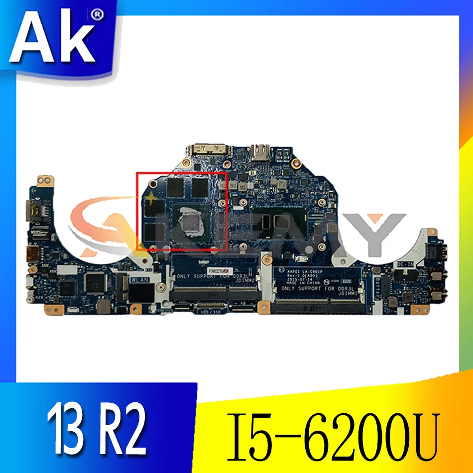 

For Dell alienware 13 R2 laptop motherboard LA-C901P motherboard CPU I5 6200U GPU GTX960M tested 100% work Mainboard