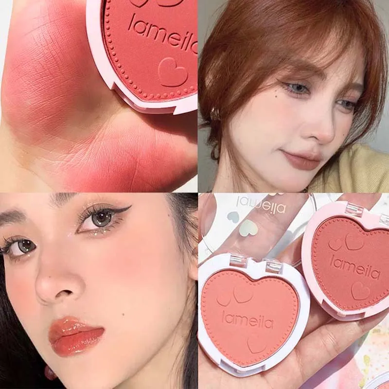 

4 Colors Monochrome Blush Peach Pink Blush Palette Waterproof Face Mineral Pigment Cheek Blusher Powder Makeup Rouge Cheek Tint