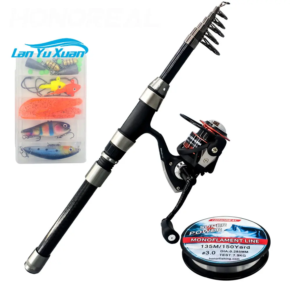 

Pure Carbon Telescopic Fishing Rod And Reel Combo Fishing Tackle Set