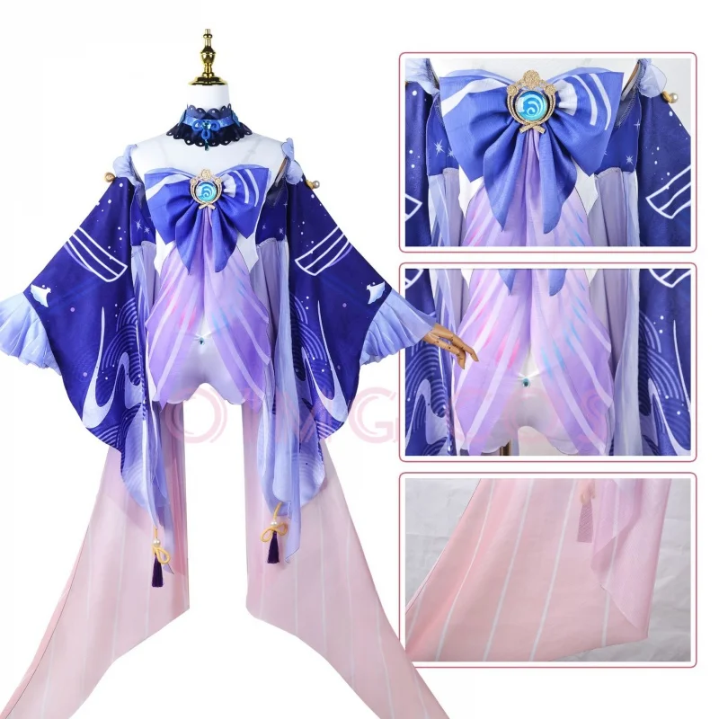 

Sangonomiya Kokomi Cosplay Genshin Impact Uniform Wig Anime Chinese Style Halloween Costumes Game.