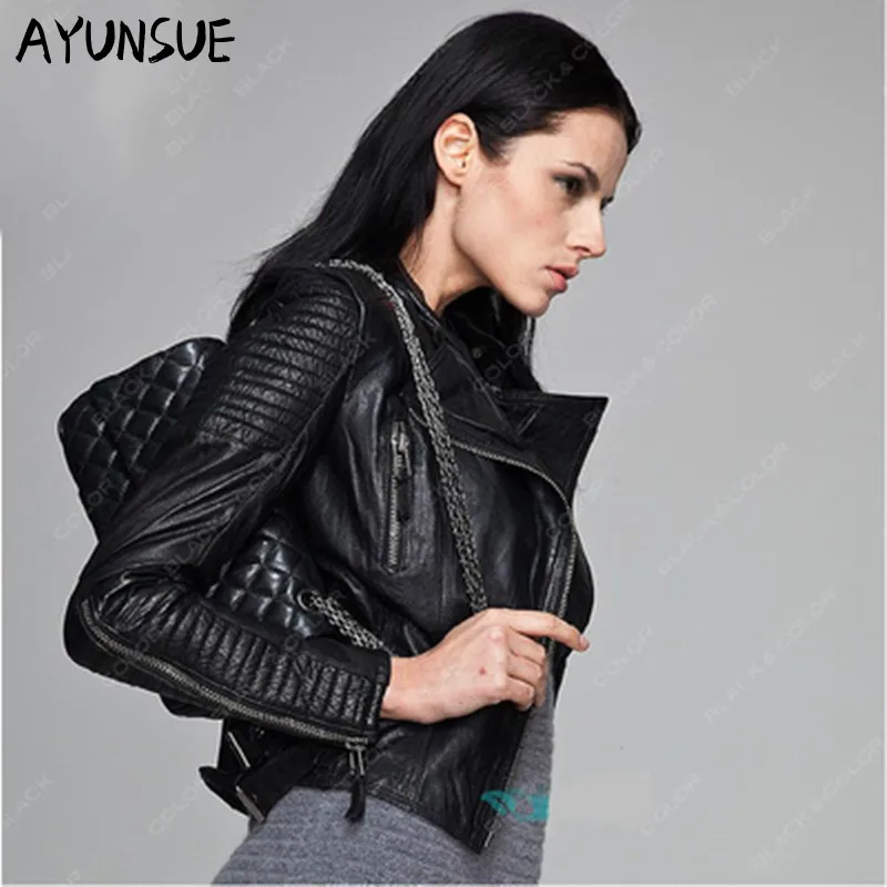 AYUNSUE 100% Real Sheepskin Coat Female Genuine Leather Jacket Short Slim Jackets For Women Outerwear jaqueta de couro