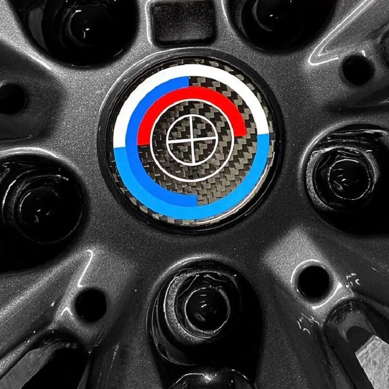 

4Pcs Wheel hub Cover Emblem For BMW 50th Carbon Fibre Anniversary Logo Wheel Sticker 56mm 68mm