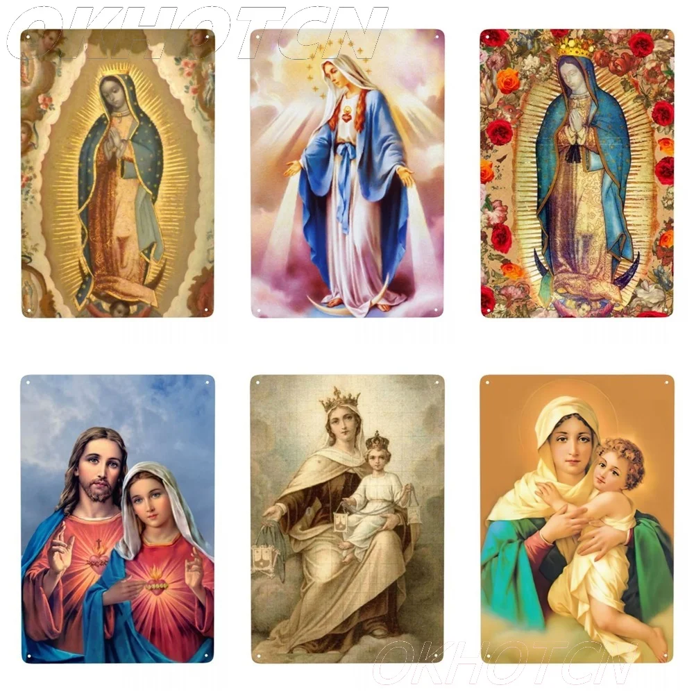 

Наш леди Гуадалупе Дева Мария металлический жестяной знак Ретро католический мексиканский металлический постер табличка для бара Bar знак м...