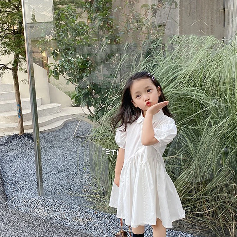 Mother Kids Shirt Dress White Black 