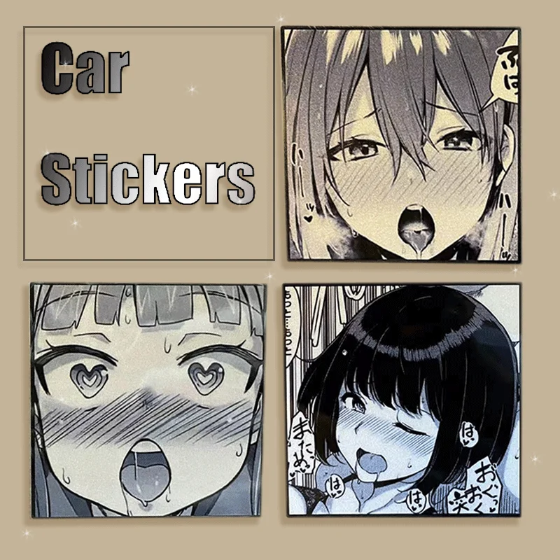 

Car Stickers Eyes Anime Black and White Cartoon Girl Waterproof Reflective Blocking Battery Car Motorcycle Sticker Japanese Sexy
