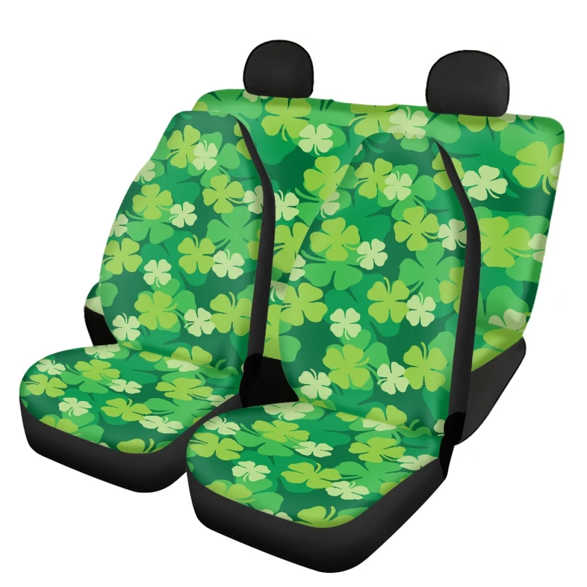 

Green Clover Printing Slip-Resistant Car Interior Seat Protector Comfortable Front/Back Vehicle Seat Covers Non-slip Accessories