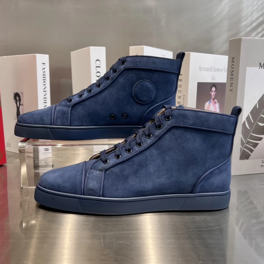 

Top Quality Red Soled Womens Trendy Casual Shoes Luxury Mens Real Leather Shoes 35-48 Designr Couple Rock Tide Shoes HJ0091