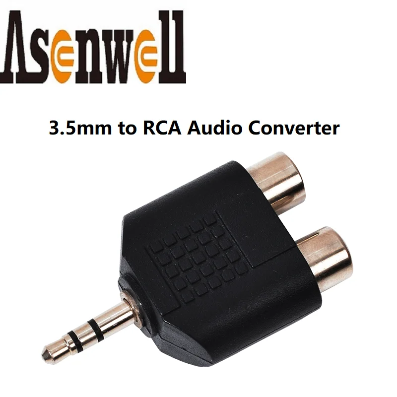Asenwell дешевый стерео аудио преобразователь 3 5 мм штекер-RCA гнездо AUX в L/R 2CH разъем