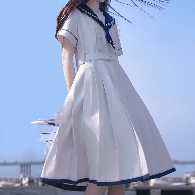 

Женское платье JK для девочек в японском стиле преппи Лолита матросский костюм платья y2k готика кавайное винтажное летнее платье миди с коро...