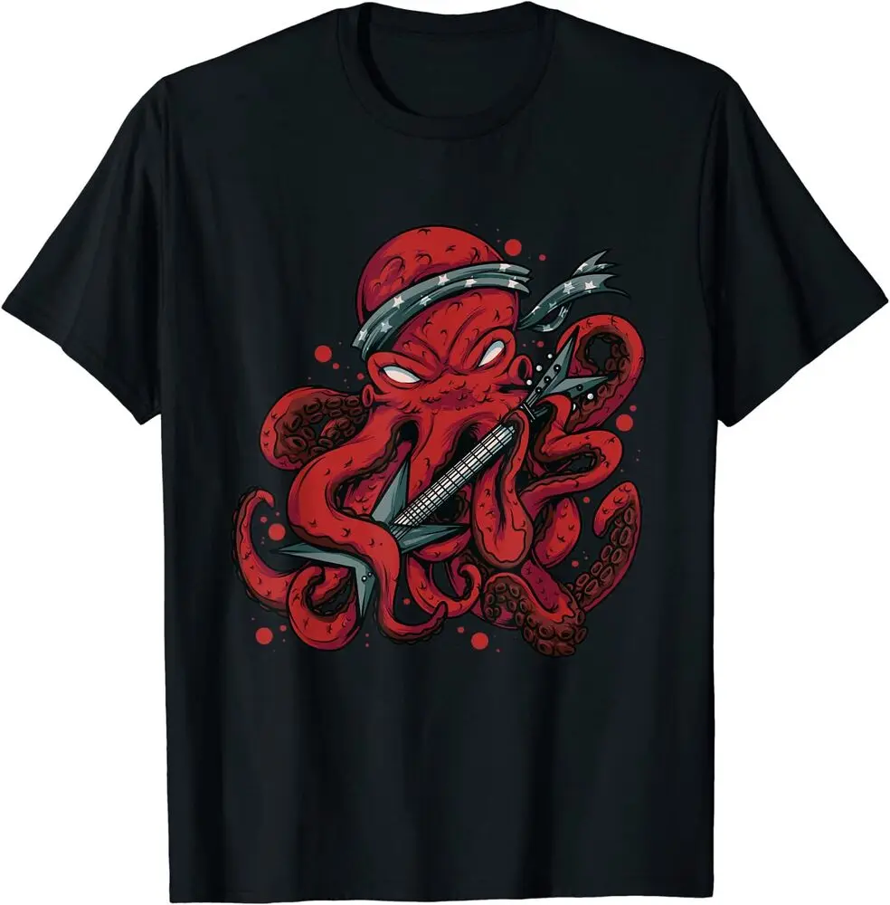 

Гитарист Осьминог тяжелый металл Roctopus играть гитару рокер футболка