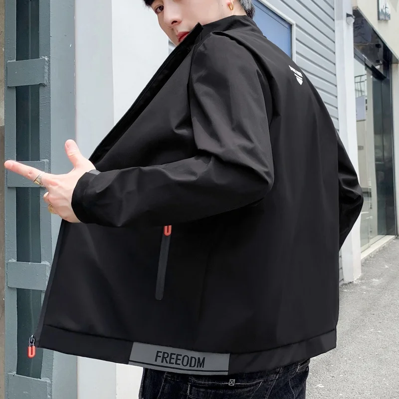 

Men Jackets Spring Autumn Thin Stand Collar Male Casual Outdoors Zipper Windbreaker 2024 Fashion Clothes Streetwear
