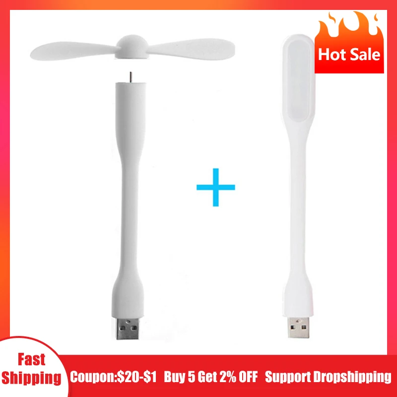 

Hot Mini USB Fan Flexible Bendable Cooling Fan and USB LED Light For Humidifier & Power Bank & Notebook & Computer Summer Gadget