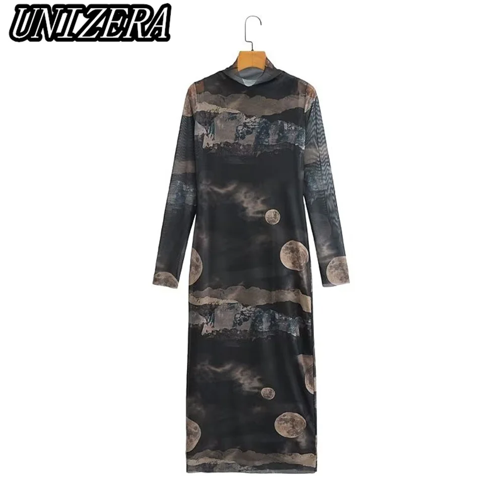 

Весеннее Новое Женское повседневное приталенное платье UNIZERA в стиле ретро с воротником-стойкой и длинными рукавами из фатина 9327108