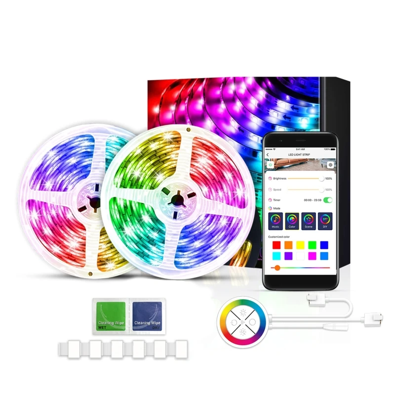 

LED Strip Lights,Strip Music Sync RGB LED Strip,5050 Color Changing LED Strip Light APP WIFI Controller for Bedroom