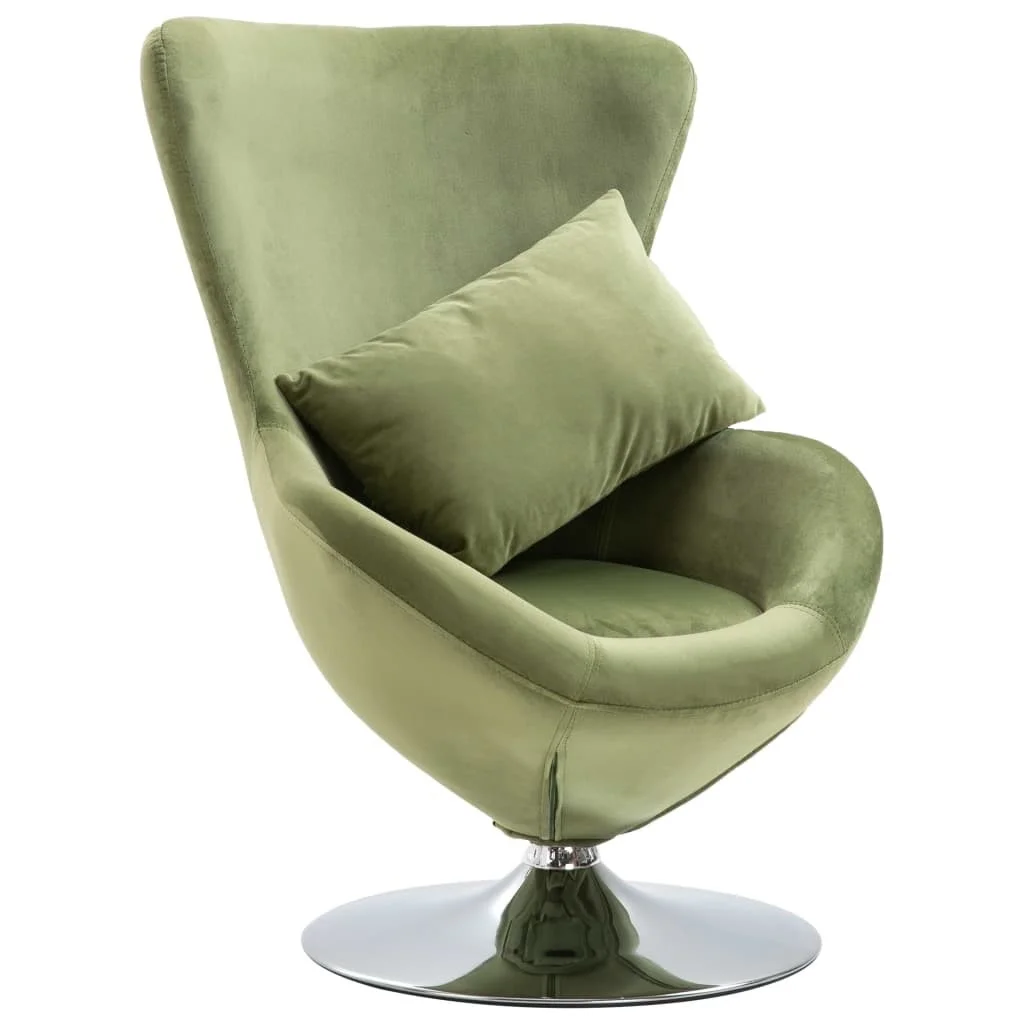 

Swivel Egg Chair with Cushion Light Green Velvet