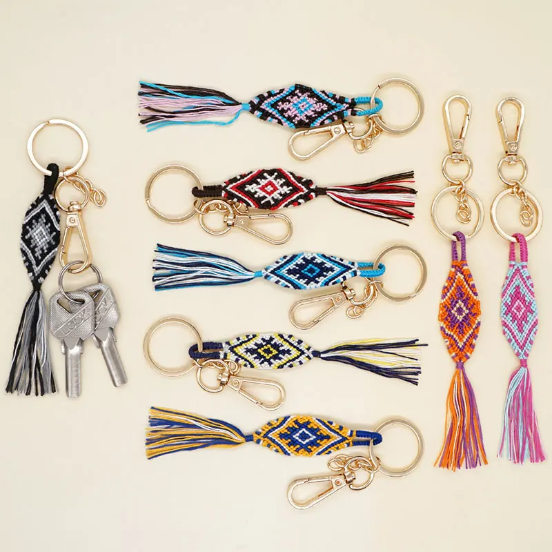 

1PC Braided Keyring Lanyard Drop Tassel Handwoven Key Strap Keyfob Keychians Bag Boho Pendant Accessories