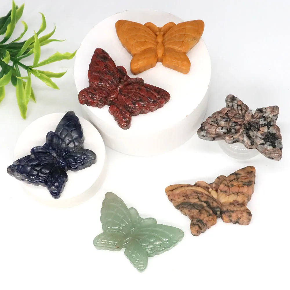 

Pretty Butterfly Statue Natural Reiki Healing Crystal Stones Carving Gems Crafts Insect Figurine Home Decoration Ornaments Gifts