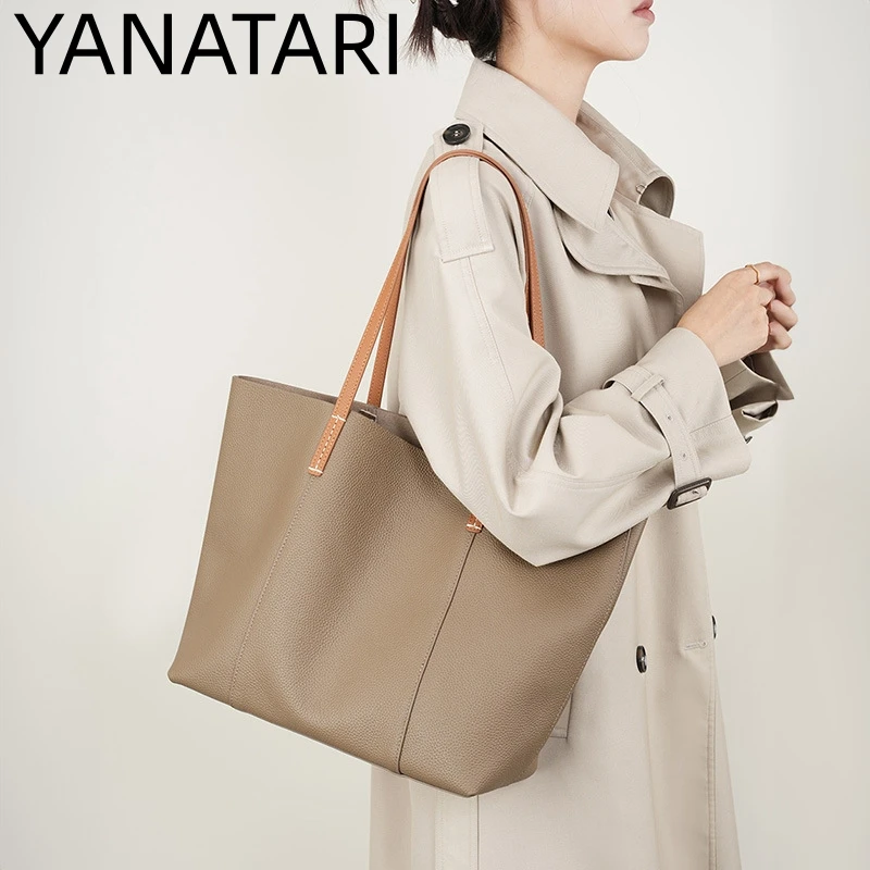 

Women's Large Capacity Shoulder Bag armpit bag Ladies Genuine Leather Commuter Shopper Bags bucket bag luxury Handbag Big tote