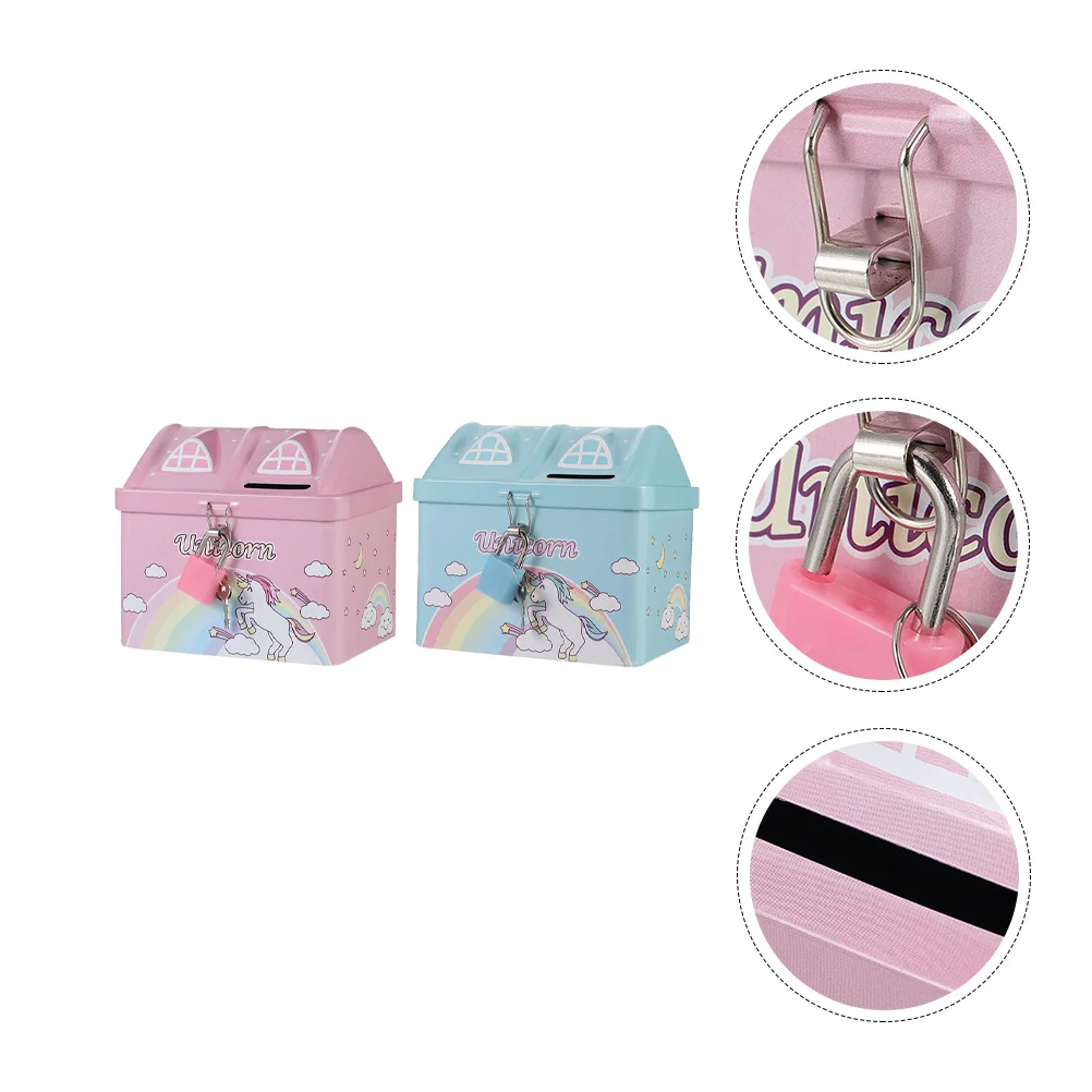 

2 Pcs Children Birthday Gift Kids Coin Bank Lock Desktop Decor Unicorn Moneybox Decorative Saving Bank Kids Jewelry Boxes Girls