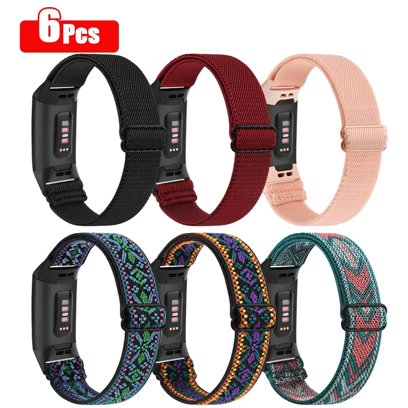 6 шт./4 шт./3 шт./партия тканый эластичный ремешок для часов Fitbit Charge 4 3 спортивный
