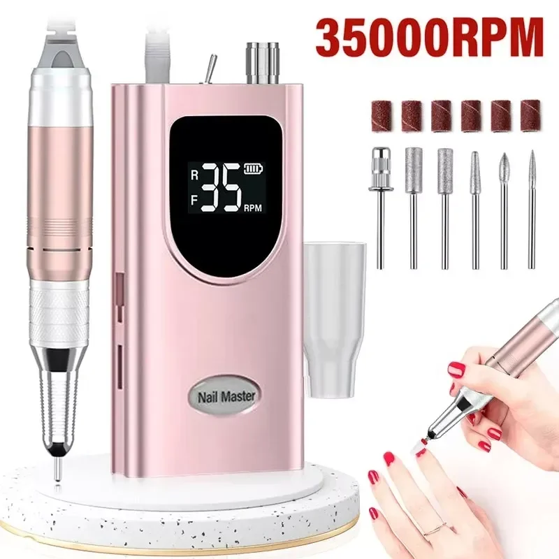 

NEW2023 Nail Drill Machine 35000RPM Professional Nail File Kit for Nail Sander Milling Cutter For Manicure Pedicure Tool