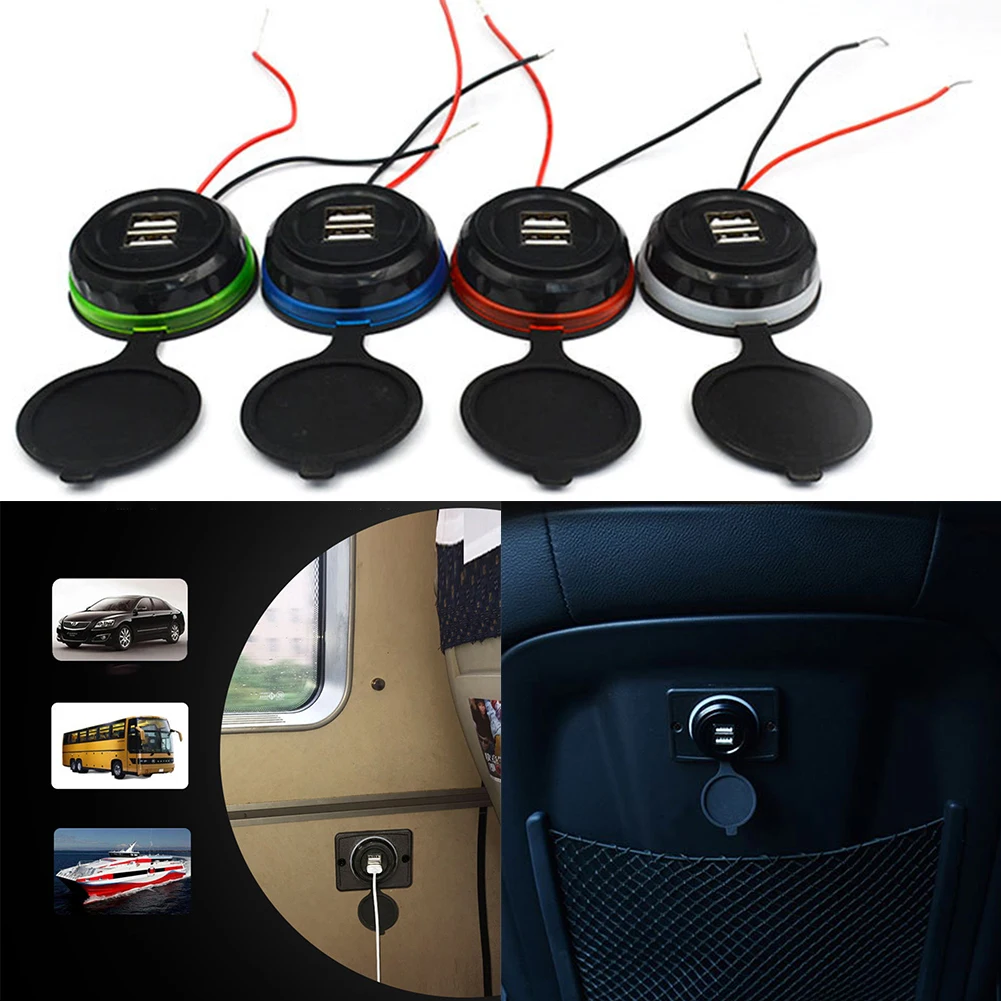 

1Pcs Car Dual USB Car Charger Car RV Ship Motorcycle Modified Waterproof Camper Caravan Accessories With LED Indicator