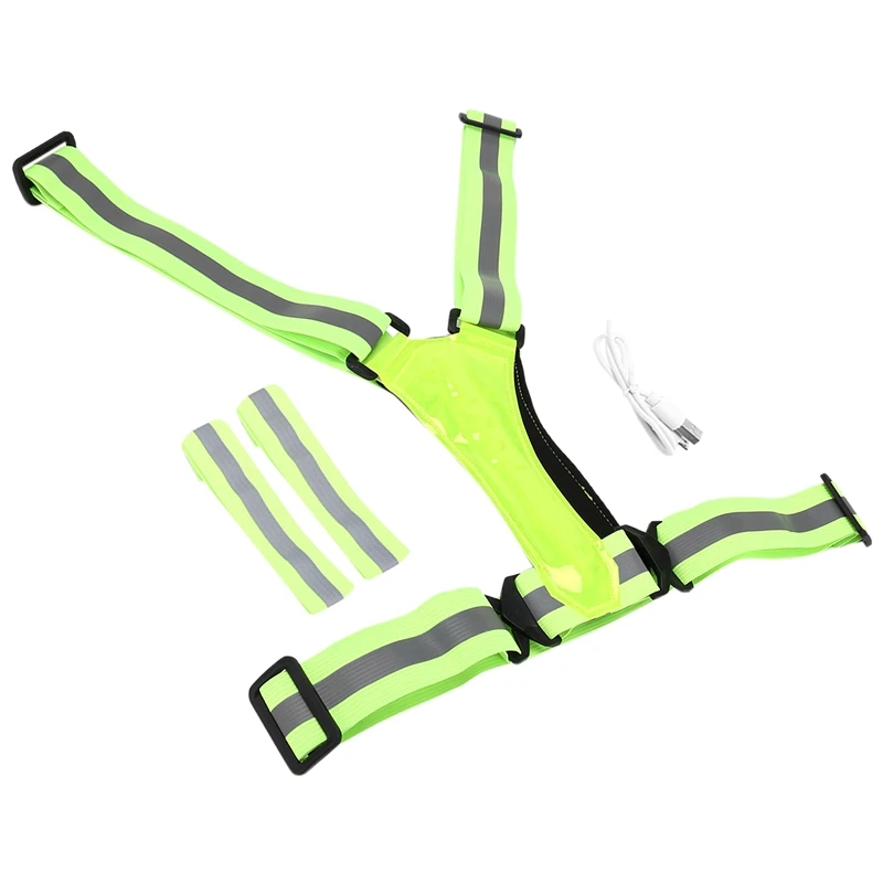 

Светодиодный светоотражающий жилет для бега, перезаряжаемый от USB светодиодный жилет светильник кой, Регулируемые поясные плечевые ленты с...