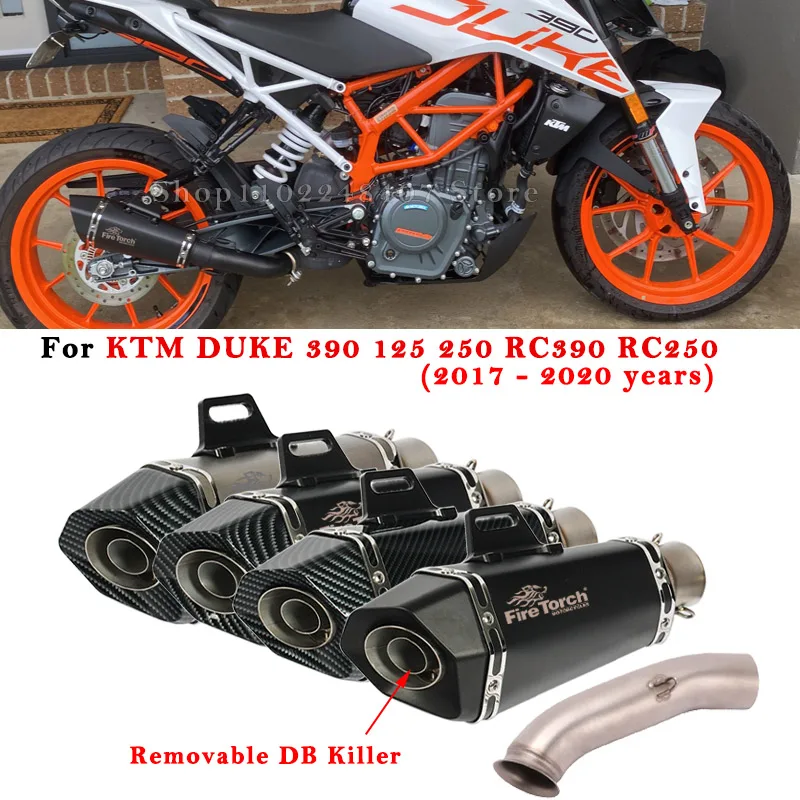 

Slip On For KTM DUKE 390 125 250 RC390 2017 2018 2019 2020 Motorcycle Escape Exhaust Modify Muffler With Mid Link Pipe DB Killer