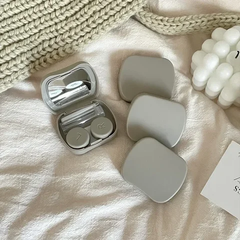 Мини-сплошной цветной чехол для контактных линз, контейнер для контактных линз, дорожный держатель для девочек, контейнер для хранения глаз с зеркалом