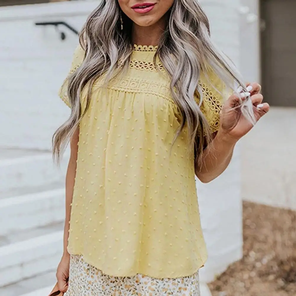 

Charming Solid Color Casual Women Shirt Top Pullover Top Anti-Pilling 3D Cutting