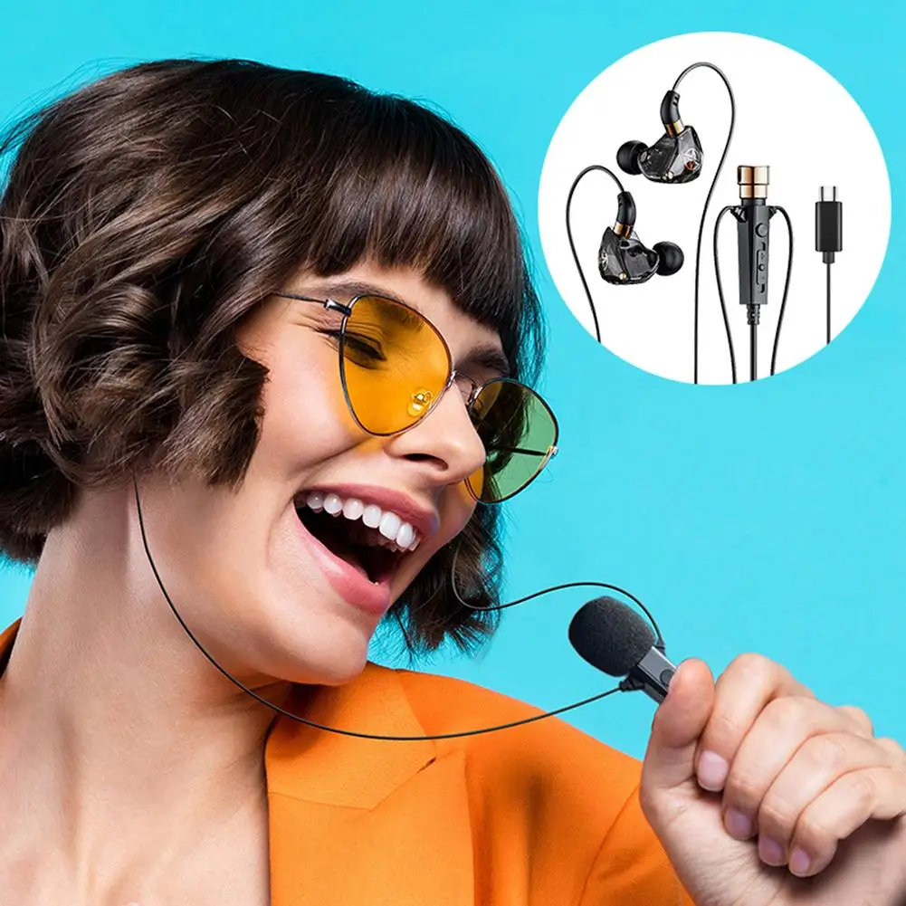 Проводные наушники типа c с микрофоном шумоподавляющие динамические