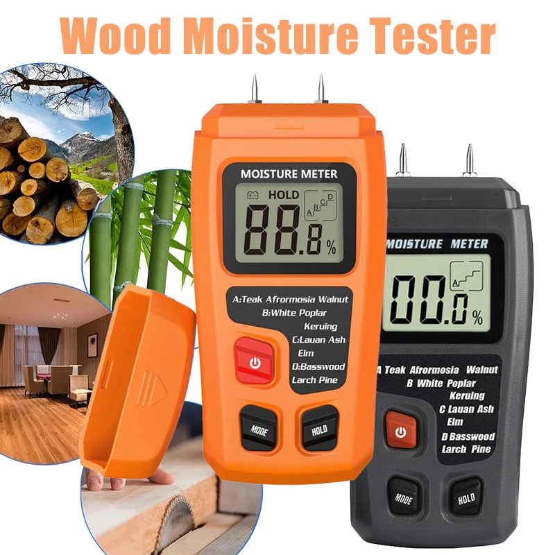 

1pcs 0-99.9% Two Pins Digital Wood Humidity Tester Wood Moisture Meter Hygrometer Timber Damp Detector Large LCD Display