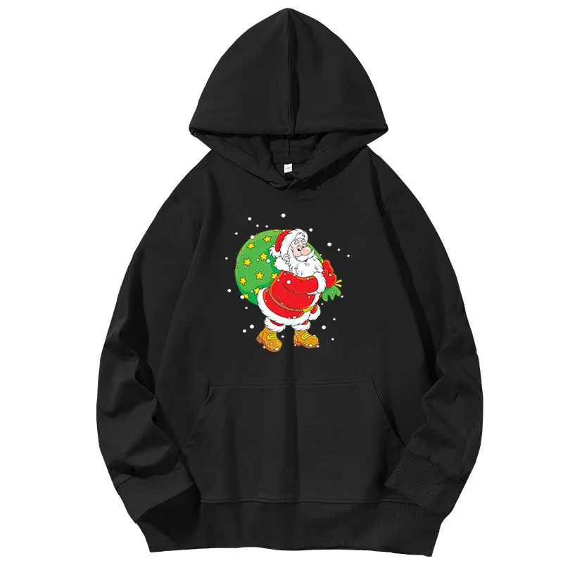 Santa Claus ornaments fashion graphic Hooded sweatshirts christmas sweatshirt woman cotton Spring Autumn womens top clothing