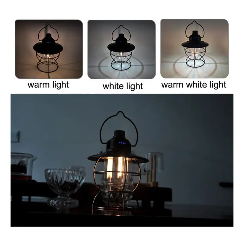 

Outdoor Camping Light Vintage Retro Camping Hiking Tent Light USB Charging Mobile Power Emergency Lighting Lantern Indoor Lamp