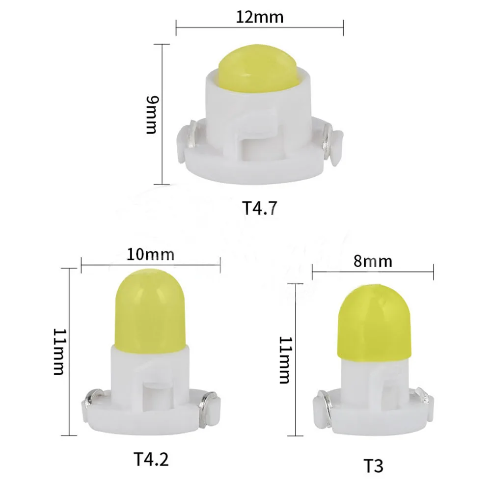 Фото 10 шт., автомобисветодиодный светодиодные лампы T3 T4.2 T3 T4.7 COB 12 В №2