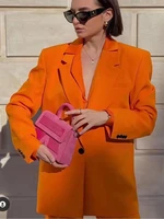 customized womens suit retro loose jacket spring elegant ladies streetwear solid color matching high waist pants